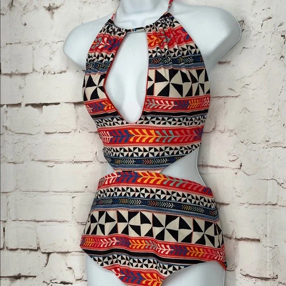 Mara Hoffman “Pinwheel” Cutout Swimsuit, Size M